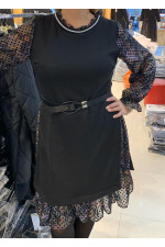 Черное стильное  платье с длинным шифоновым рукавом