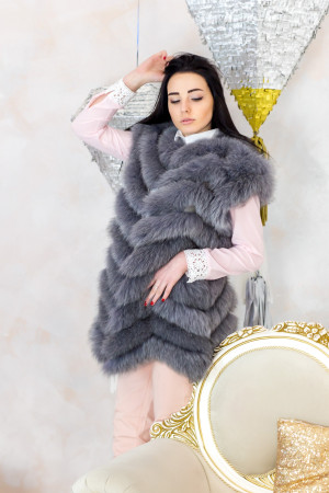 Жилет из меха песца "Серый"-foto3